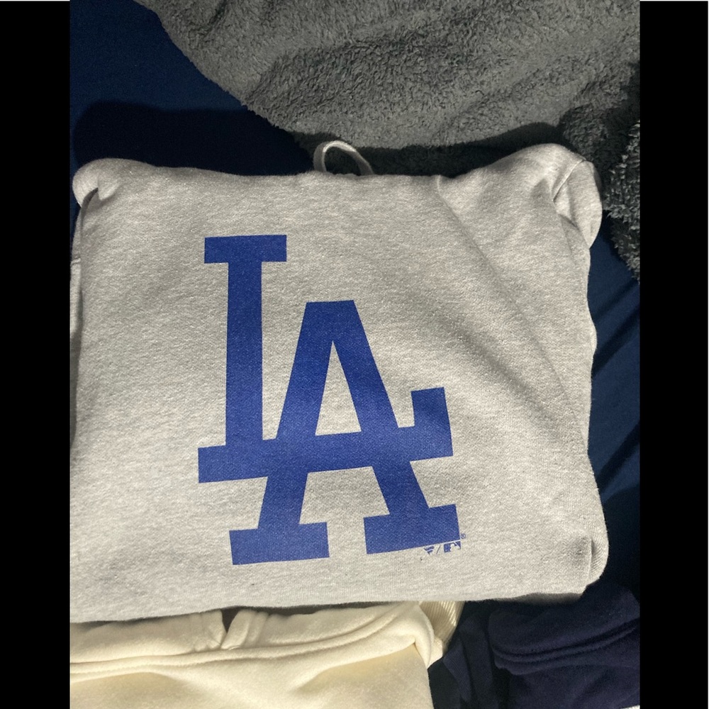 Womens Heather gray LA Dodgers Pullover Hoodie